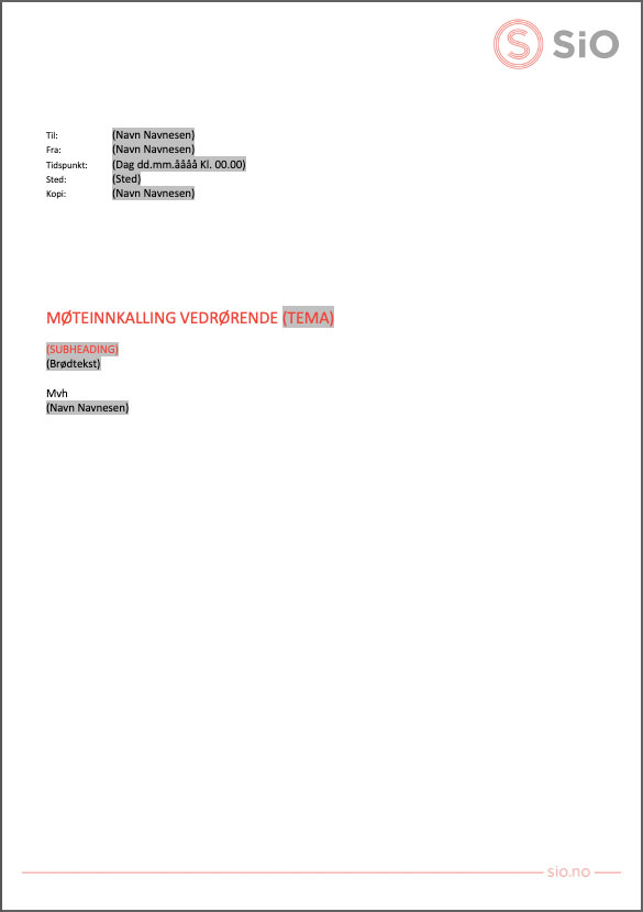 Mal møteinnkallelse